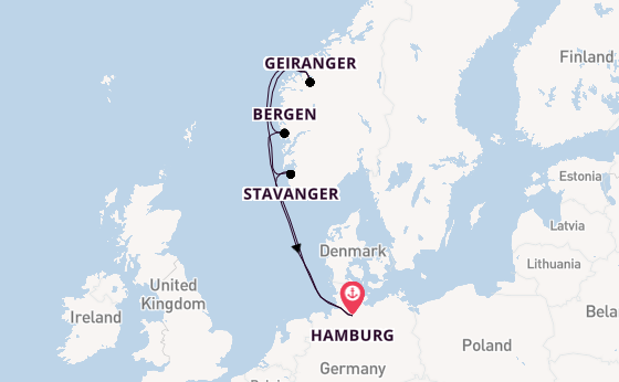 Noorwegen vanaf Hamburg, Duitsland met AIDAnova