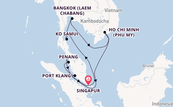 Südostasien ab Singapur, Singapur auf der Mein Schiff 6
