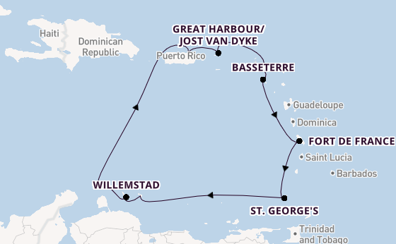 Caribbean vanaf San Juan, Puerto Rico met de Silver Dawn