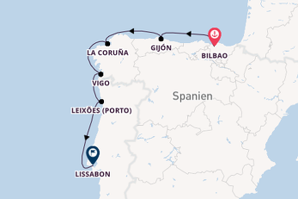 Portugal ab Bilbao, Spanien auf der SEA CLOUD SPIRIT