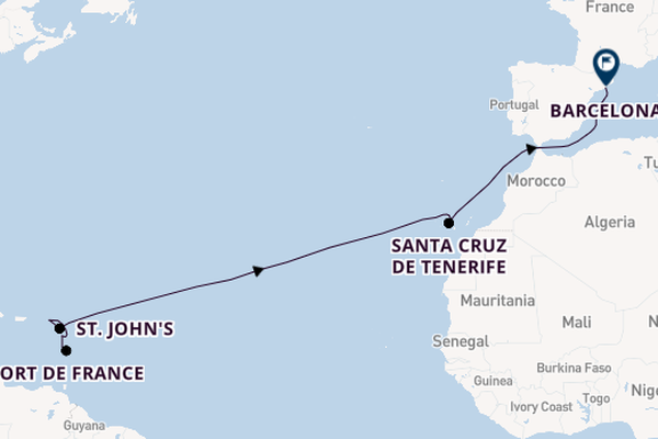 Caribbean vanaf Fort de France, Martinique met de MSC World Asia