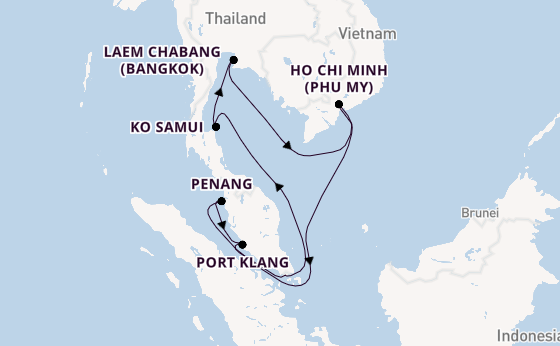 Zuidoost-Azië vanaf Singapore, Singapore met de Mein Schiff 6