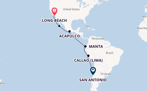 South America from Long Beach, California, USA with the Carnival Firenze