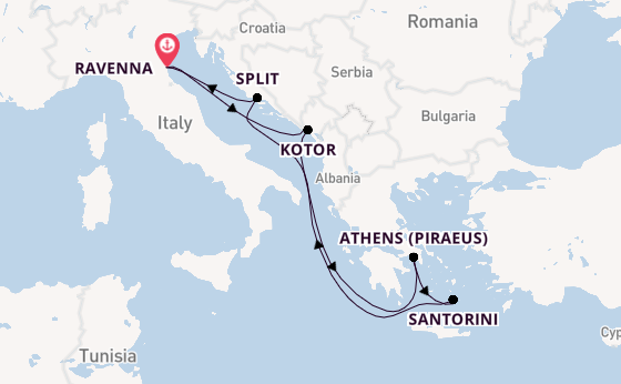 Mediterranean Sea from Ravenna, Italy with the Brilliance of the Seas