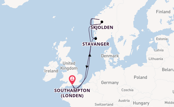 Noorwegen vanaf Southampton (Londen), Engeland met de Sky Princess