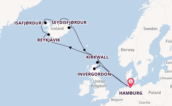 Arctica vanaf Hamburg, Duitsland met AIDAbella