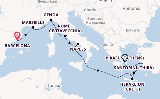 Mediterranean from Barcelona, Spain with the Sun Princess