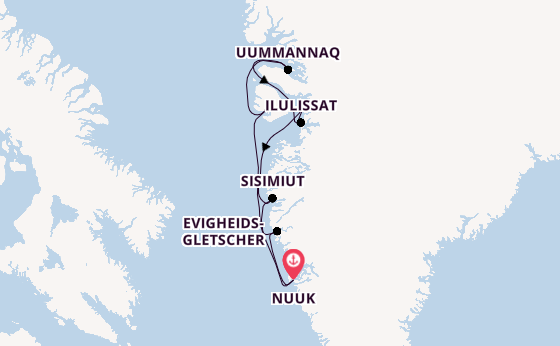 Arktis ab Nuuk, Grönland auf der Silver Wind
