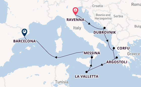 Middellandse Zee vanaf Ravenna, Italië met de Mariner of the Seas®
