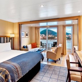 Come aboard the Viking Star and discover one of 18 cabin categories on a total of 10 decks that can accommodate 930 passengers. Choose your dream cabin and feel at home on board the Viking Star!