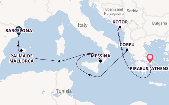Mediterranean from Piraeus (Athens), Greece with the Oosterdam
