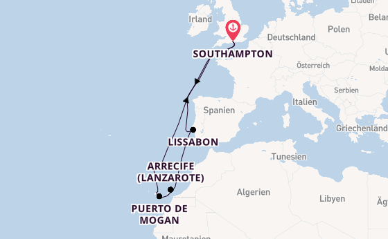 Kanarische Inseln ab Southampton, Großbritannien auf der Queen Victoria