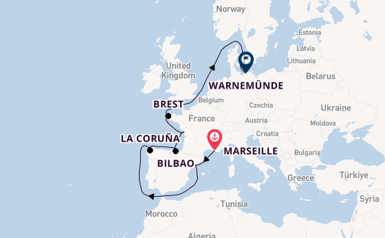 Western Mediterranean from Marseille, France with the MSC Magnifica