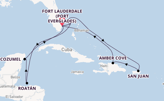 Caribbean from Fort Lauderdale (Port Everglades), Florida, USA with the Sun Princess