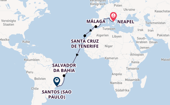 Transatlantik ab Neapel, Italien auf der MSC Virtuosa