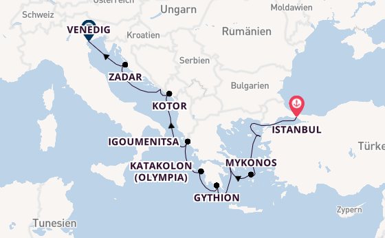 Östliches Mittelmeer ab Istanbul, Türkei auf der Sirena