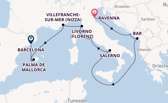 Westliches Mittelmeer ab Ravenna, Italien auf der Norwegian Viva