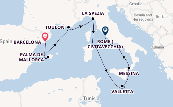 Western Mediterranean from Barcelona, Spain with the Seven Seas Voyager