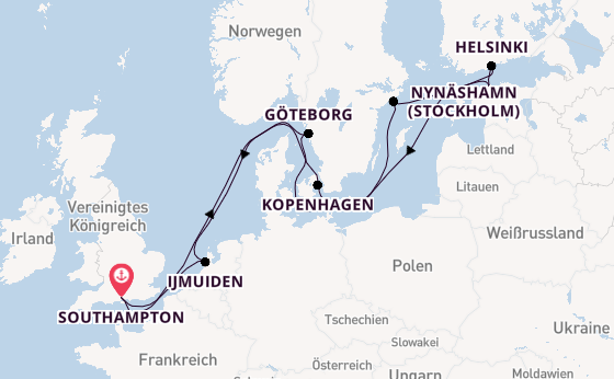 England ab Southampton, Großbritannien auf der Norwegian Star