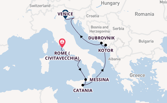 Mediterranean from Rome (Civitavecchia), Italy with the Seven Seas Grandeur