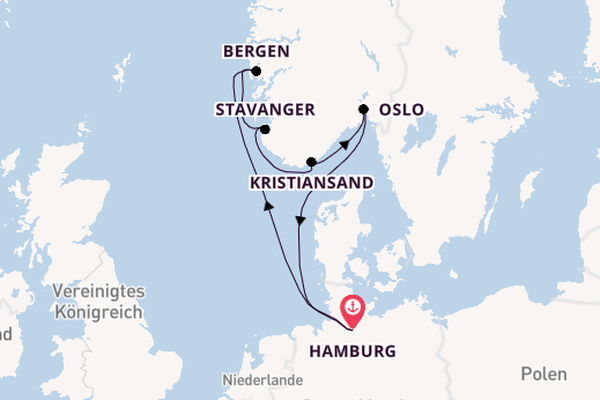 Norwegen ab Hamburg auf der MSC Preziosa