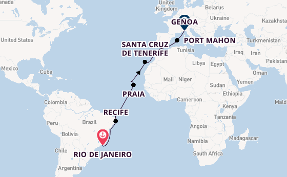 Transatlantic from Rio de Janeiro, Brazil with the Seabourn Pursuit