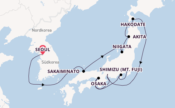 Japan ab Seoul, Südkorea auf der Norwegian Jade