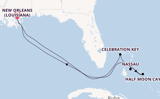 Karibik ab New Orleans (Louisiana), USA auf der Carnival Liberty