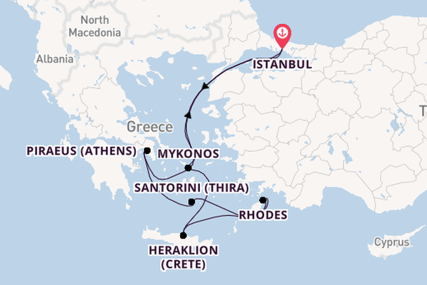 Eastern Mediterranean from Istanbul, Turkey with the Costa Fortuna