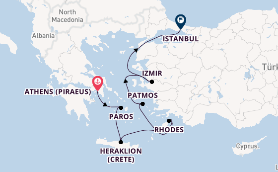 Eastern Mediterranean from Athens (Piraeus), Greece with the Sonata (Oceania)