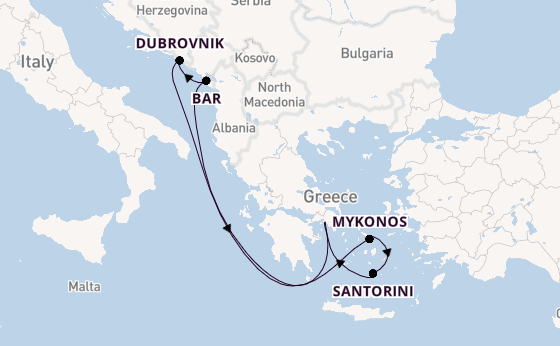 Eastern Mediterranean from Athens (Piraeus), Greece with the Celebrity Infinity