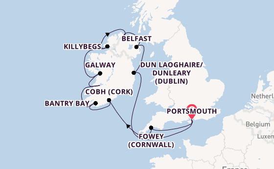 British Isles from Portsmouth, England, United Kingdom with the Azamara Quest