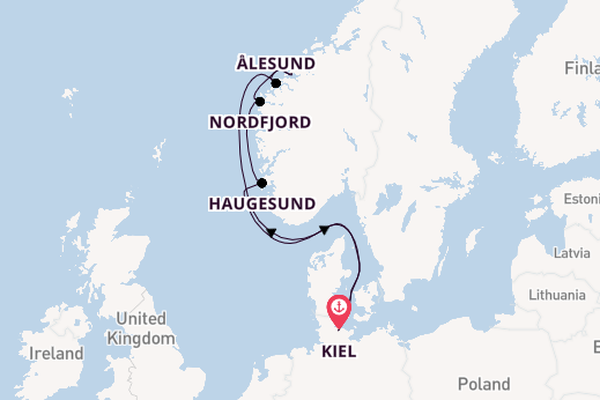 Noorwegen vanaf Kiel, Duitsland met de Mein Schiff Relax