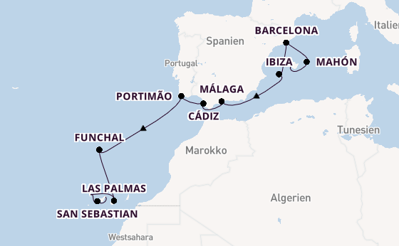 Westliches Mittelmeer ab Palma de Mallorca, Spanien auf der EUROPA 2