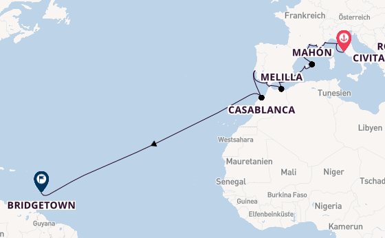 Mittelmeer ab Civitavecchia (Rom), Italien auf der Seabourn Ovation