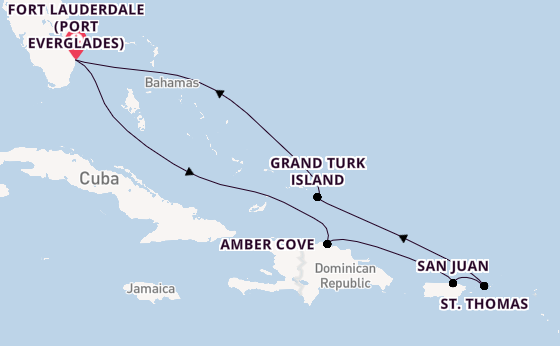 Caribbean from Fort Lauderdale (Port Everglades), Florida, USA with the Regal Princess
