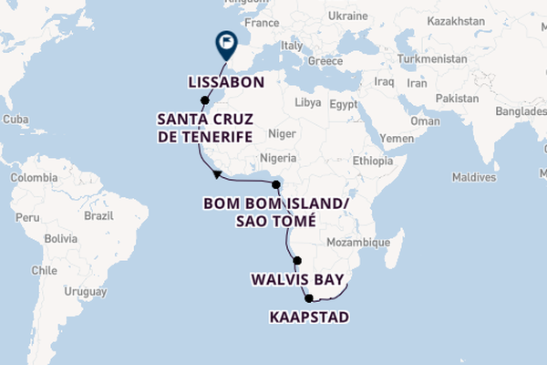 Afrika vanaf Durban, Zuid-Afrika met de VASCO DA GAMA