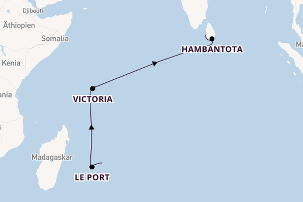 Indischer Ozean ab Port Louis, Mauritius auf der EUROPA
