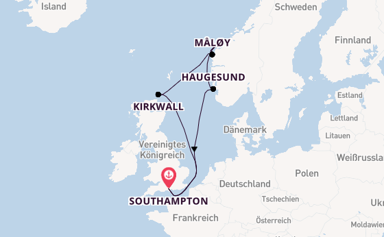 Norwegen ab Southampton, Großbritannien auf der MSC Meraviglia