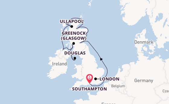 British Isles from Southampton, England with the Marina