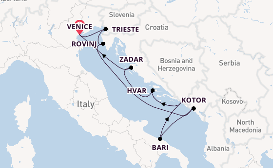 Mediterranean Sea from Venice, Italy with the Silver Muse