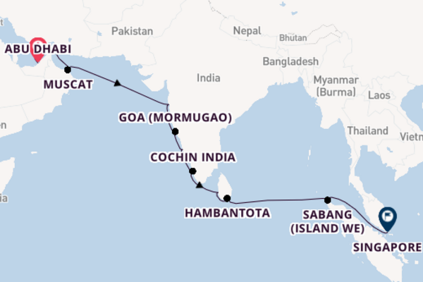 Cruising with the Azamara Pursuit to Singapore from Abu Dhabi