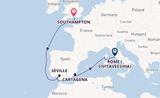 Western Mediterranean from Southampton, England with the Queen Elizabeth