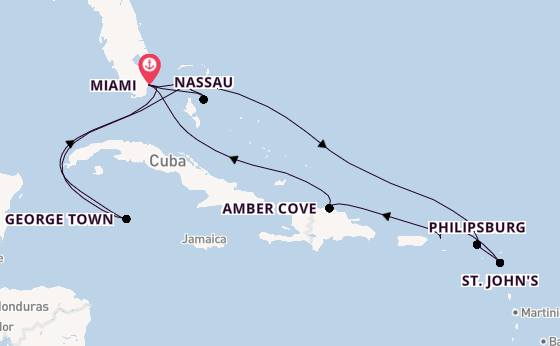 Caribbean vanaf Miami, Verenigde Staten met de MSC Seashore