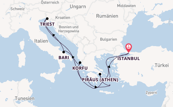 Mittelmeer ab Istanbul, Türkei auf der MSC Fantasia