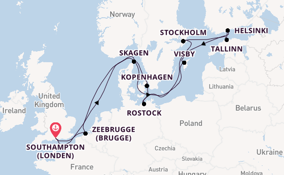 Engeland vanaf Southampton (Londen), Engeland met de Sky Princess