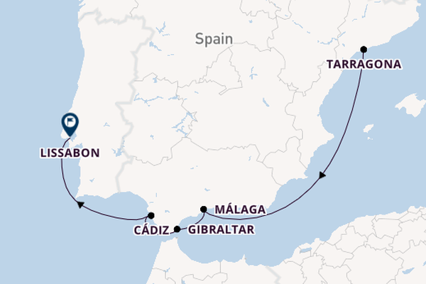 Westelijke Middellandse Zee vanaf Tarragona, Spanje met de Celestyal Discovery