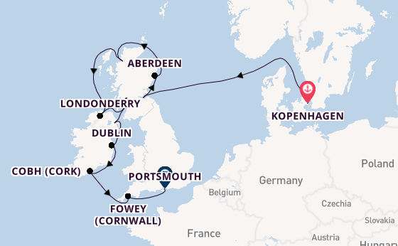 Britse Eilanden vanaf Kopenhagen, Denemarken met de Azamara Quest