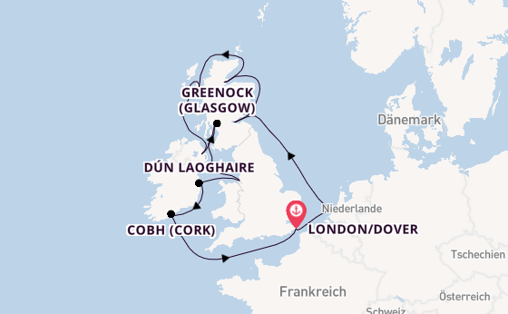 Britische Inseln ab London/Dover, Großbritannien auf der Nieuw Statendam