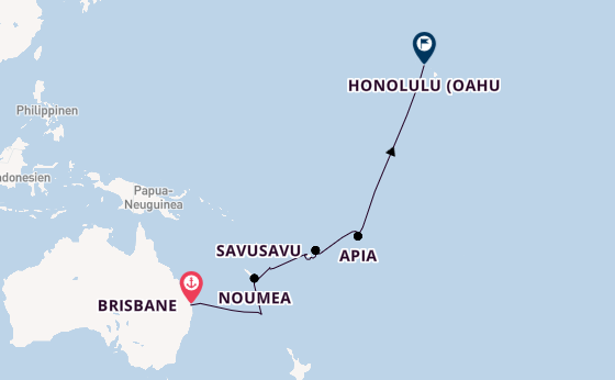 Südsee ab Brisbane, Australien auf der Seabourn Quest